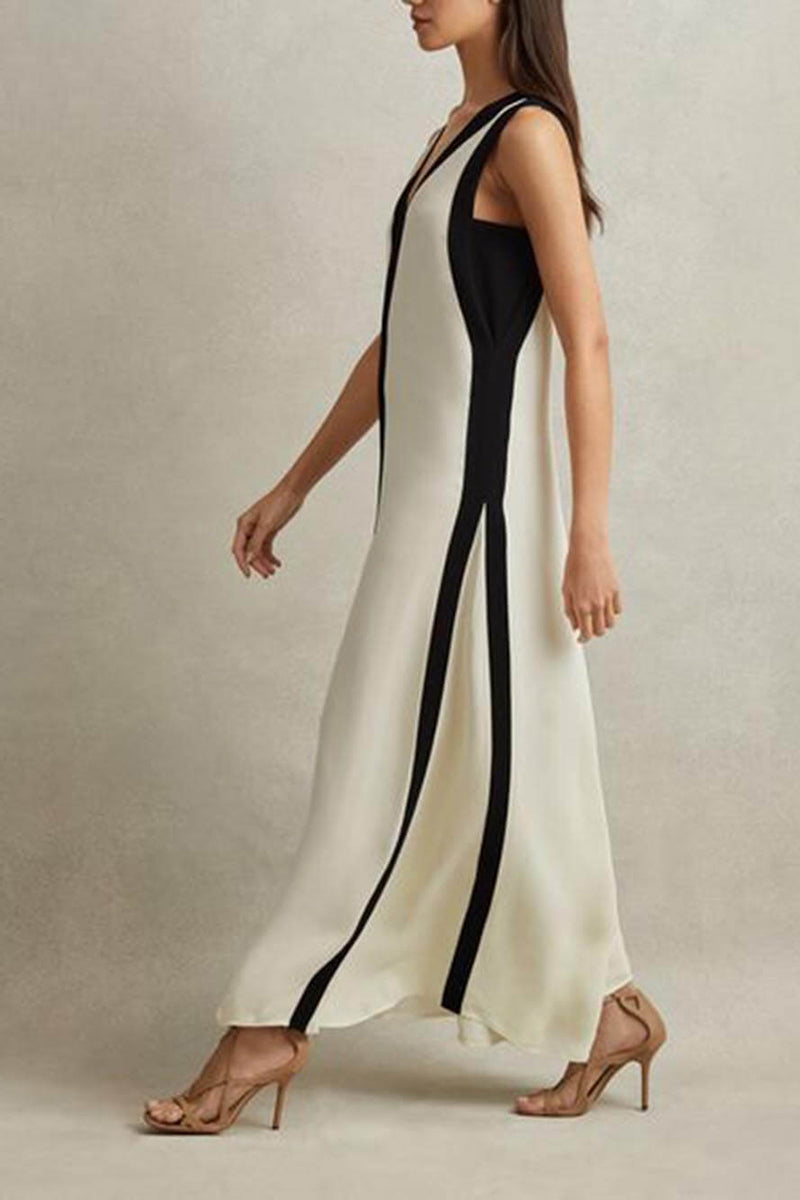 Elegant Reversible Style Colorblock A-Line Maxi Dress ✨Buy 2 Free Shipping