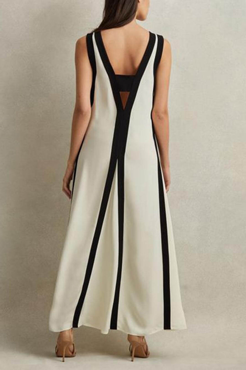 Elegant Reversible Style Colorblock A-Line Maxi Dress ✨Buy 2 Free Shipping