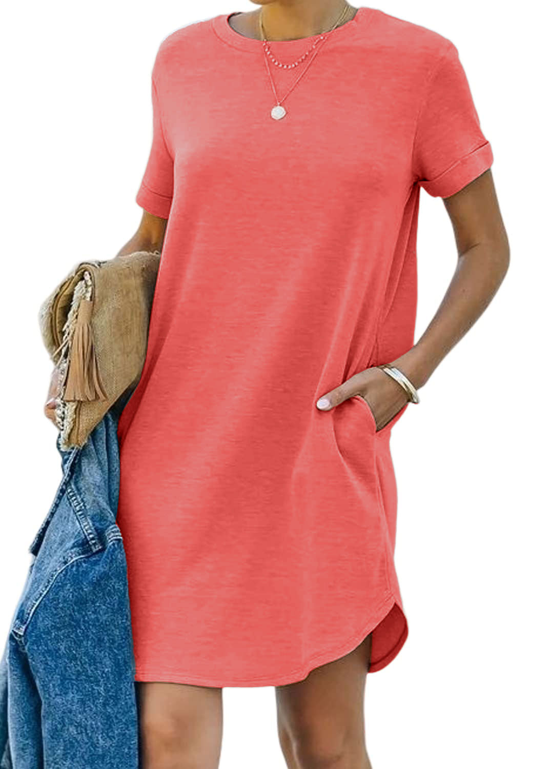 Women's Casual Short Sleeve T-Shirt Dress With Pocket ✨Buy 3 Free Shipping