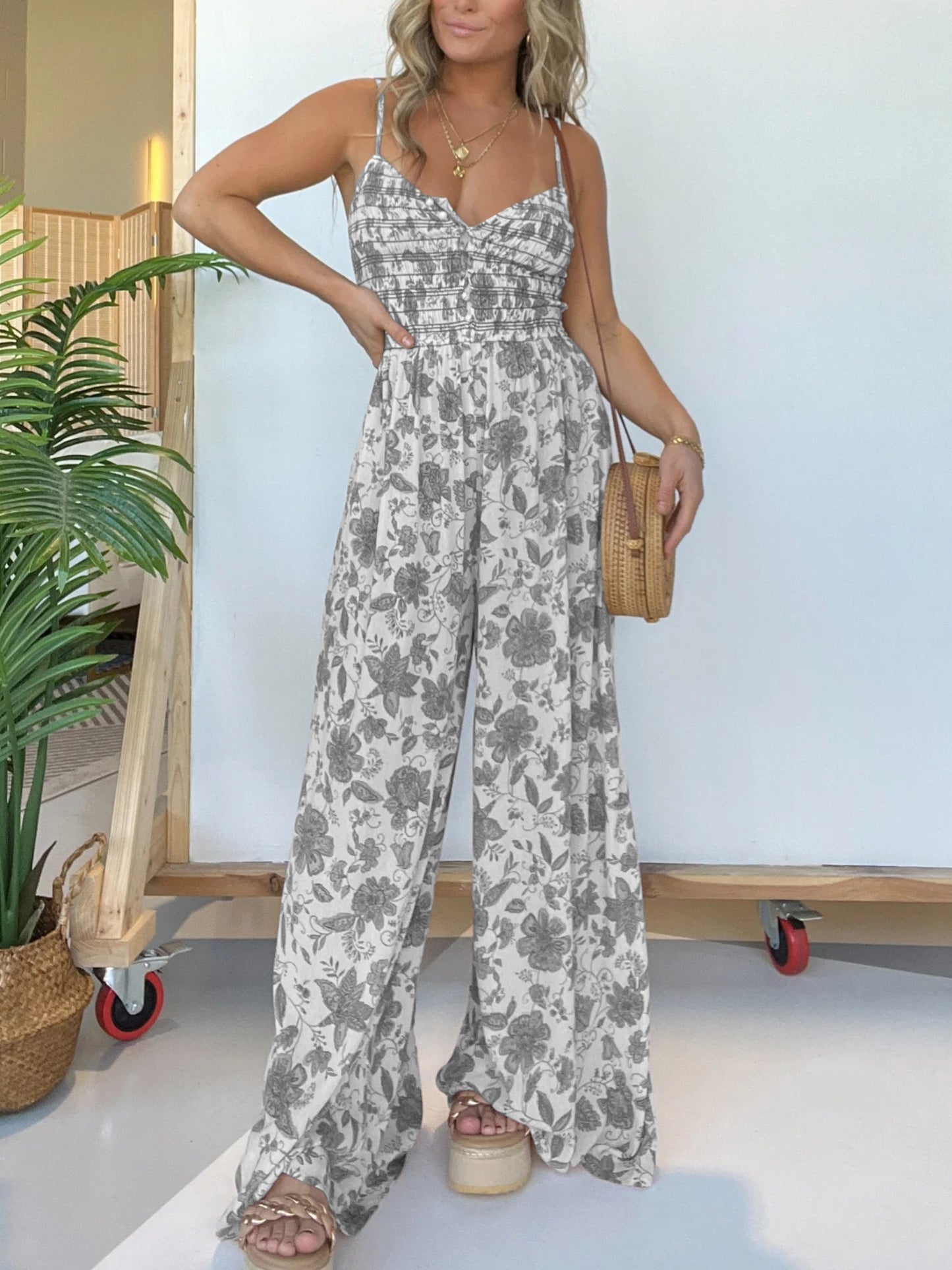 Floral Suspender Wide-Leg Jumpsuit✨Buy 2 Free Shipping