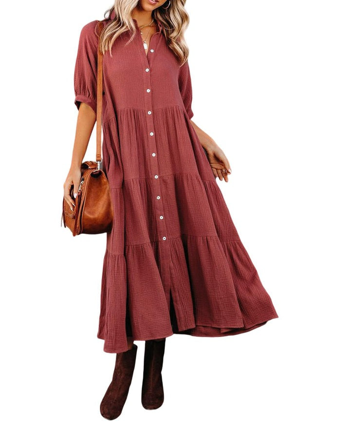 Women's Cotton Half Sleeves Casual Dress✨Buy 2 Free Shipping