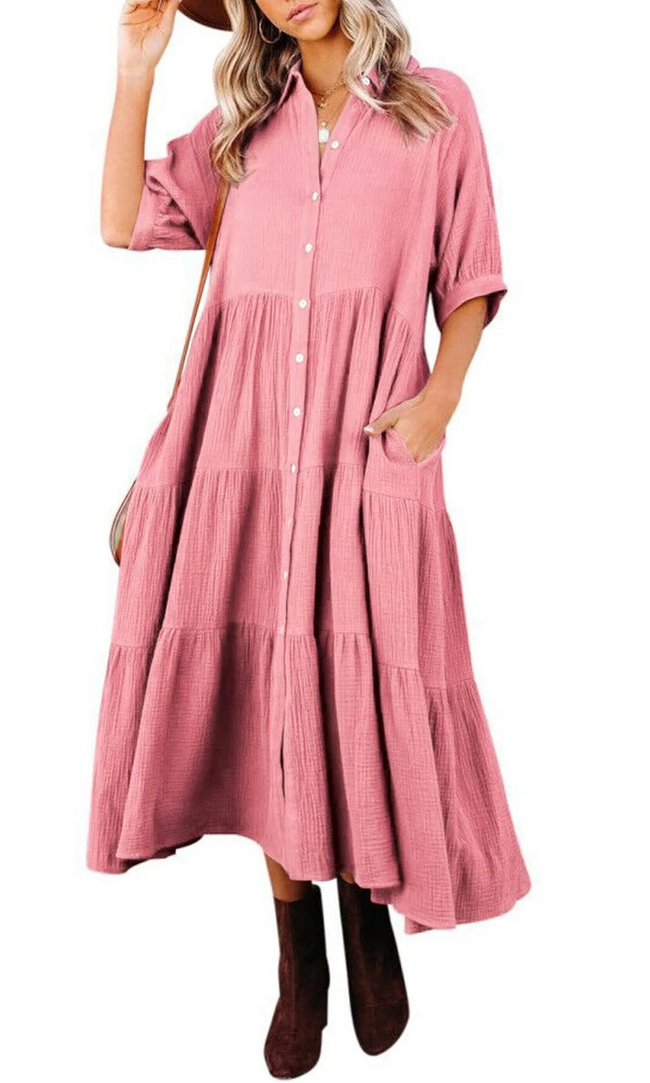 Women's Cotton Half Sleeves Casual Dress✨Buy 2 Free Shipping