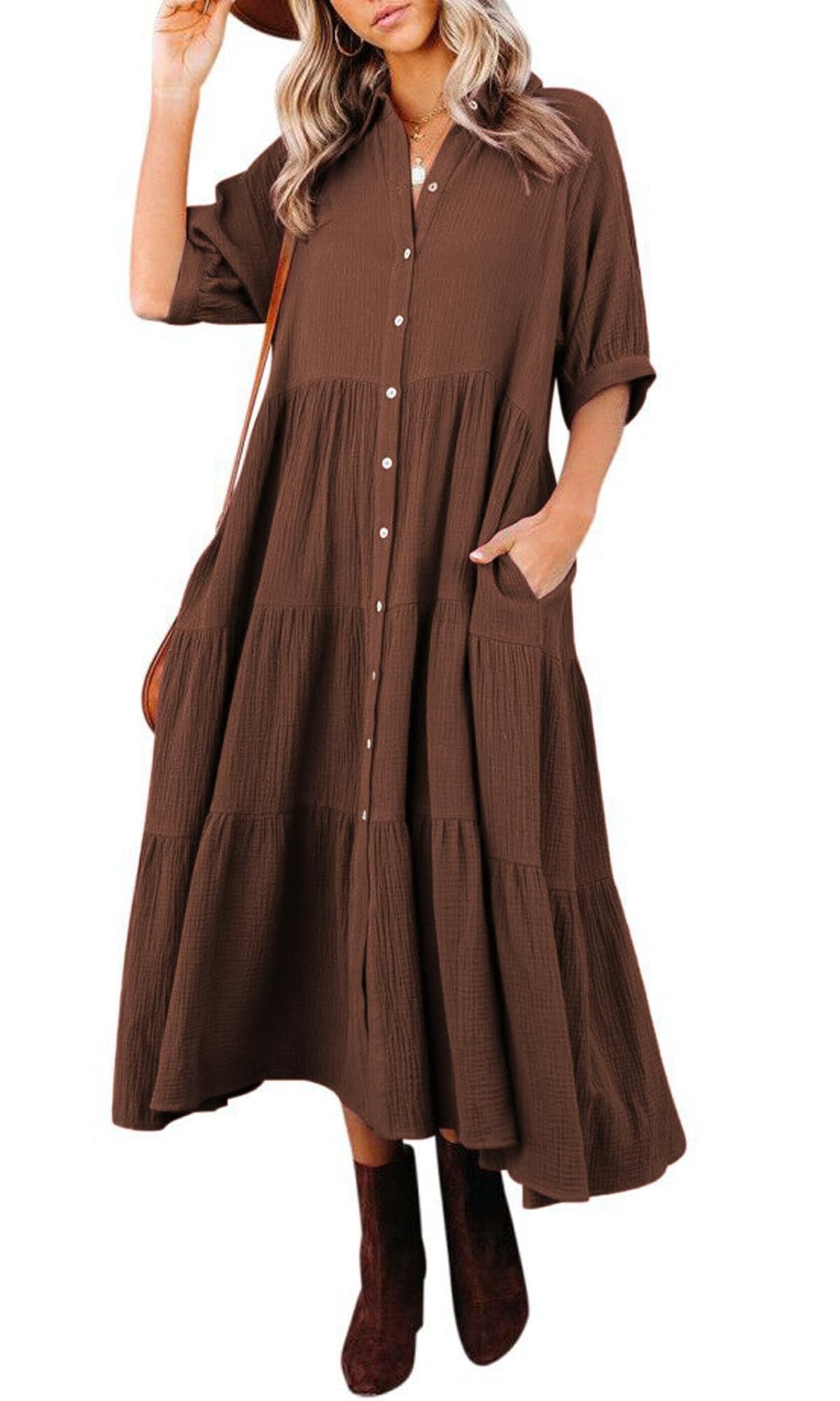 Women's Cotton Half Sleeves Casual Dress✨Buy 2 Free Shipping