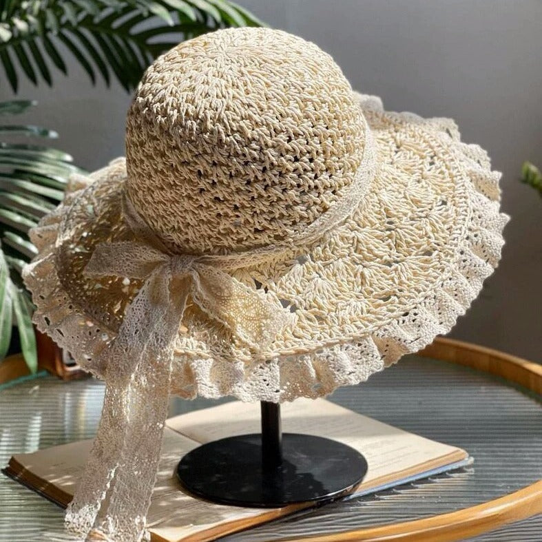 👒Elegant Crochet Straw Hat with Ruffle Detail ✨Buy 3 Free Shipping