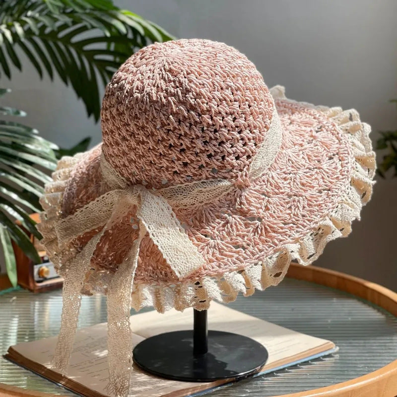 👒Elegant Crochet Straw Hat with Ruffle Detail ✨Buy 3 Free Shipping