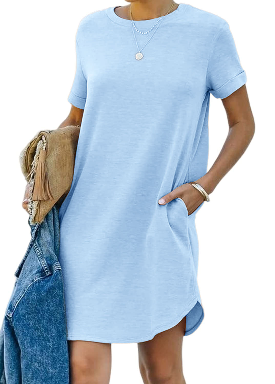 Women's Casual Short Sleeve T-Shirt Dress With Pocket ✨Buy 3 Free Shipping