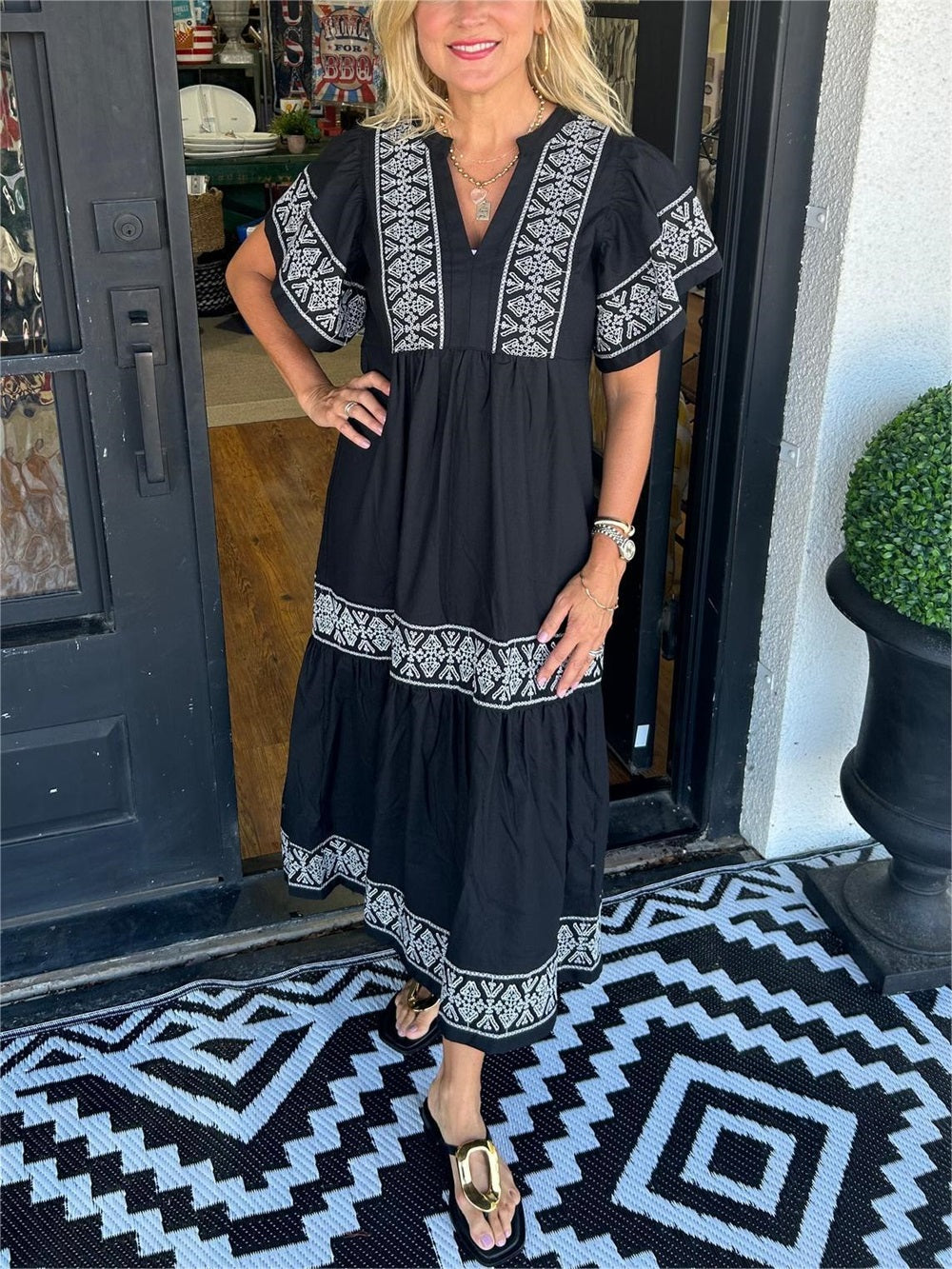 Women's V-Neck Boho Maxi Dress With Pockets✨Buy 2 Free Shipping