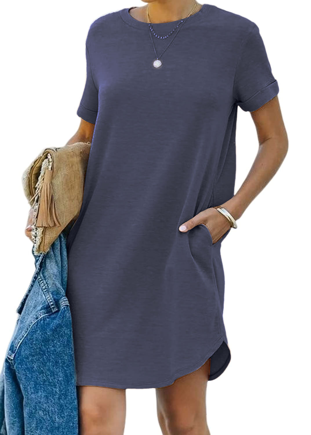 Women's Casual Short Sleeve T-Shirt Dress With Pocket ✨Buy 3 Free Shipping