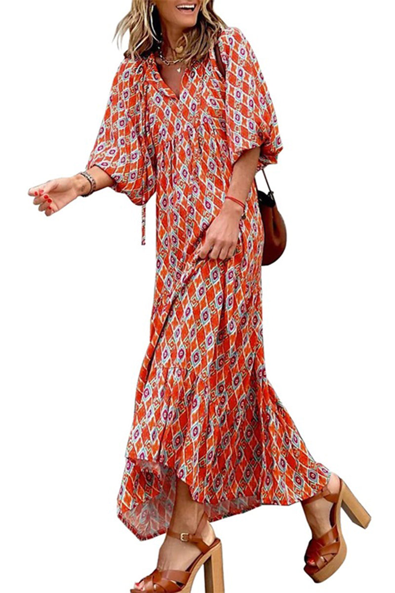 Women's Boho Puff Sleeve Maxi Dress✨Buy 2 Free Shipping