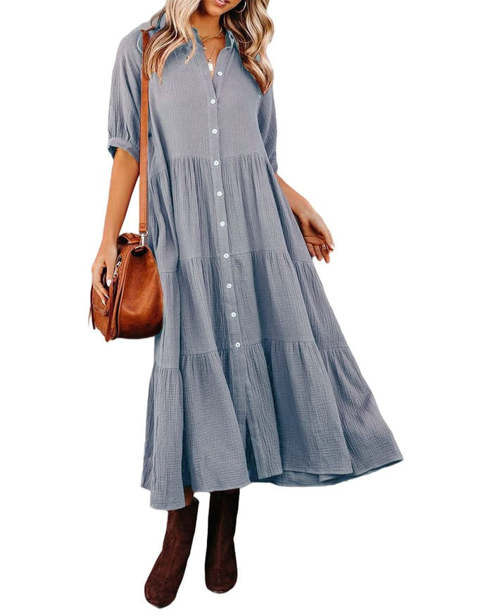 Women's Cotton Half Sleeves Casual Dress✨Buy 2 Free Shipping