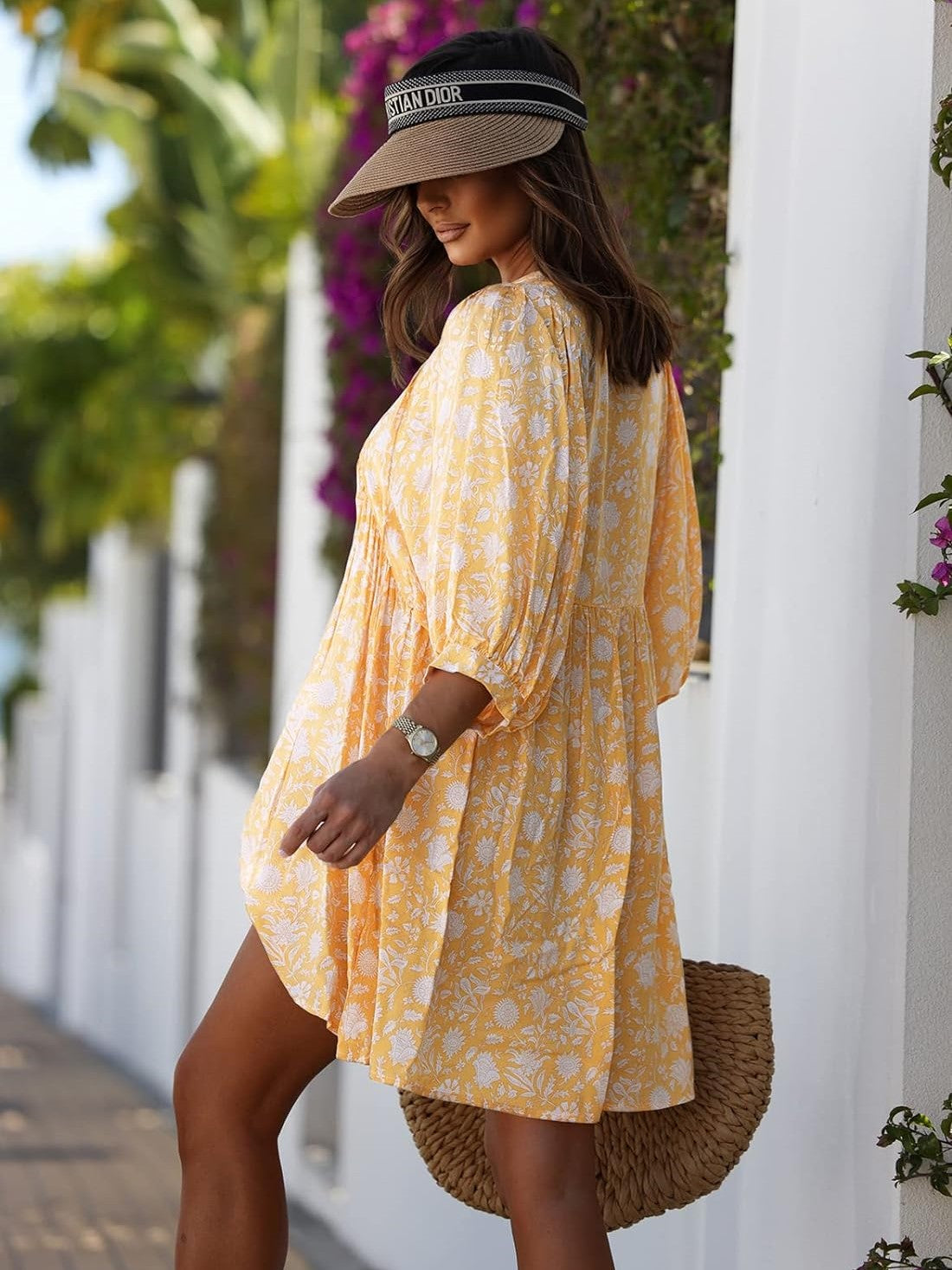 V Neck Summer Half Sleeve Floral Tunic Short Dress✨Buy 2 Free Shipping