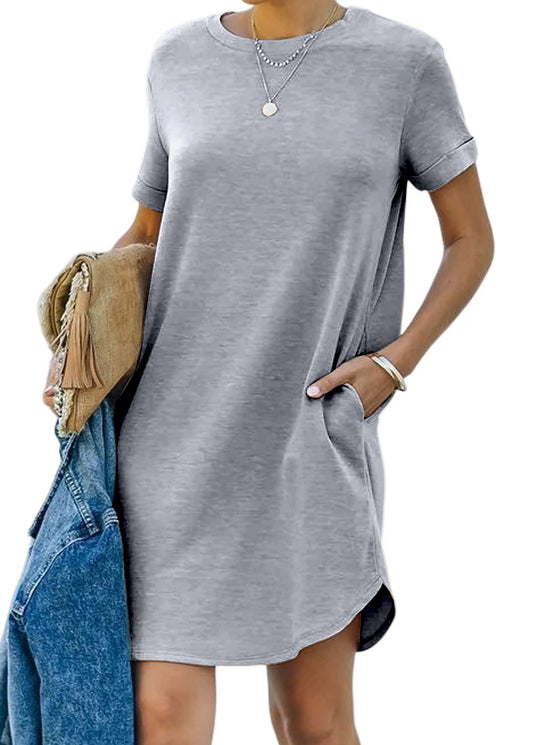 Women's Casual Short Sleeve T-Shirt Dress With Pocket ✨Buy 3 Free Shipping