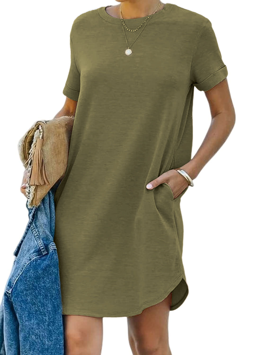 Women's Casual Short Sleeve T-Shirt Dress With Pocket ✨Buy 3 Free Shipping