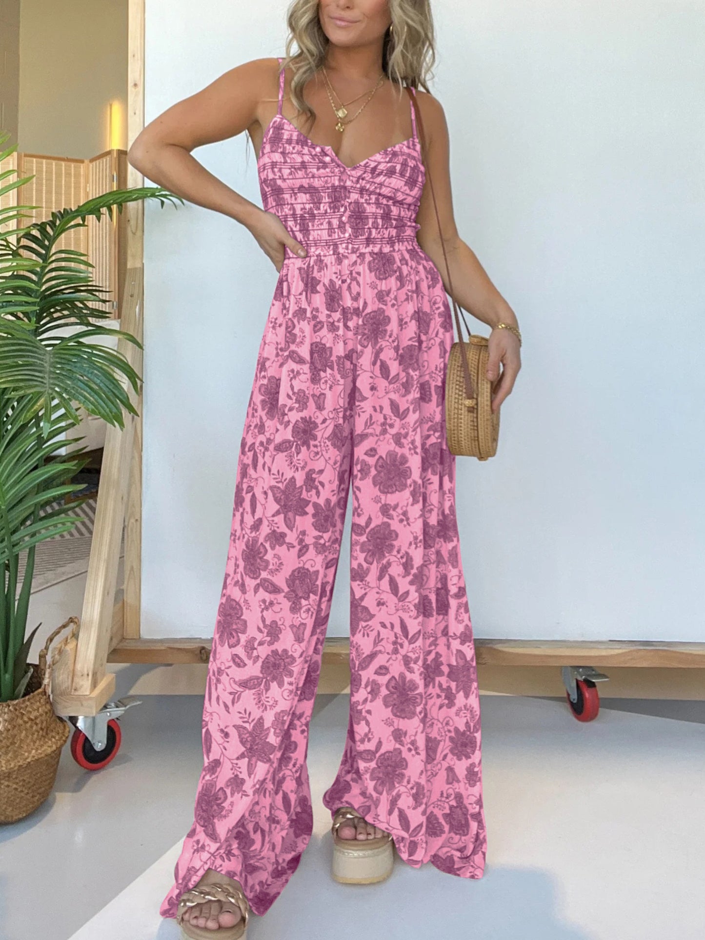 Floral Suspender Wide-Leg Jumpsuit✨Buy 2 Free Shipping