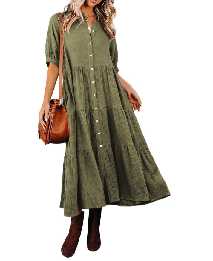 Women's Cotton Half Sleeves Casual Dress✨Buy 2 Free Shipping