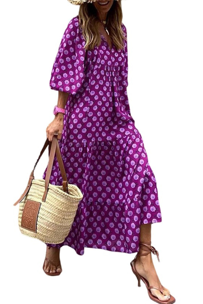 Women's Boho Puff Sleeve Maxi Dress✨Buy 2 Free Shipping