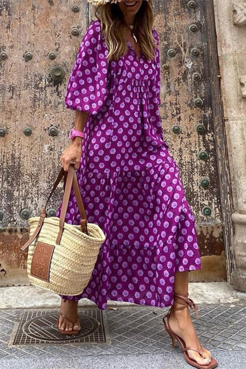 Women's Boho Puff Sleeve Maxi Dress✨Buy 2 Free Shipping