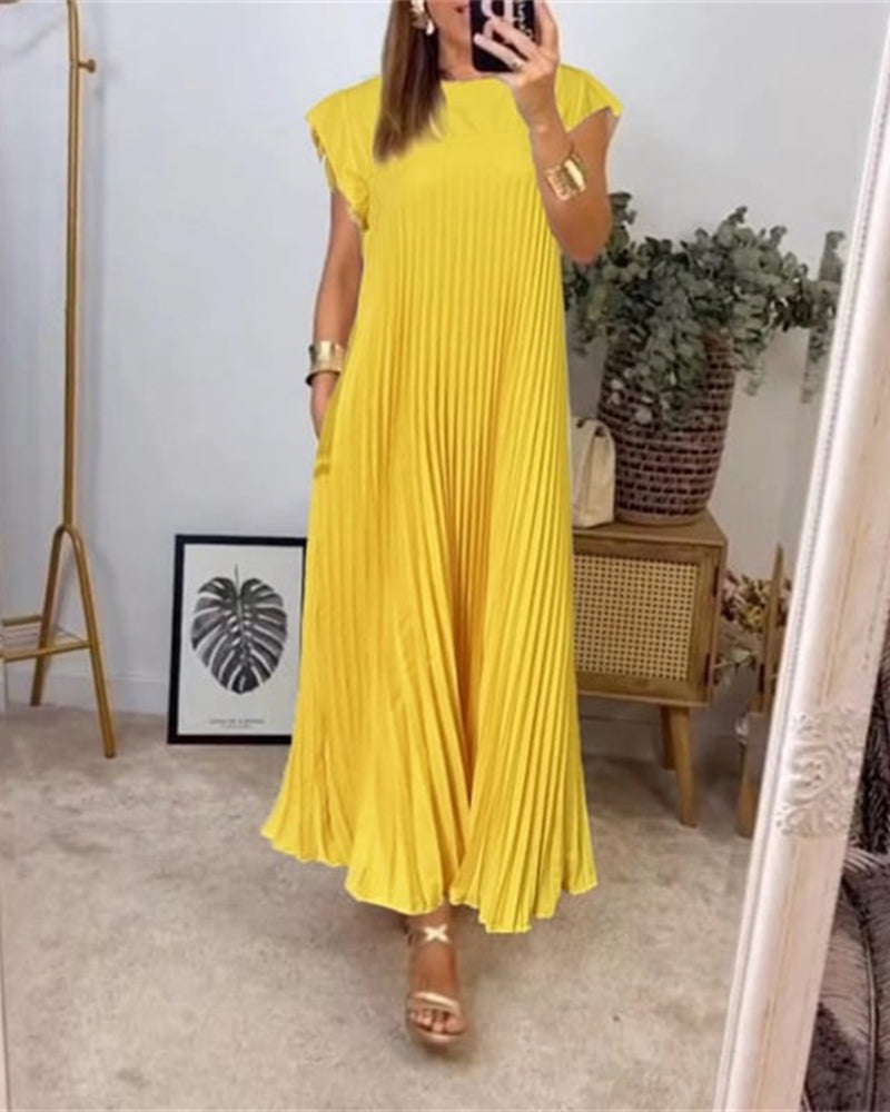 Women Pleated Simple Solid Color Dress ✨Buy 2 Free Shipping