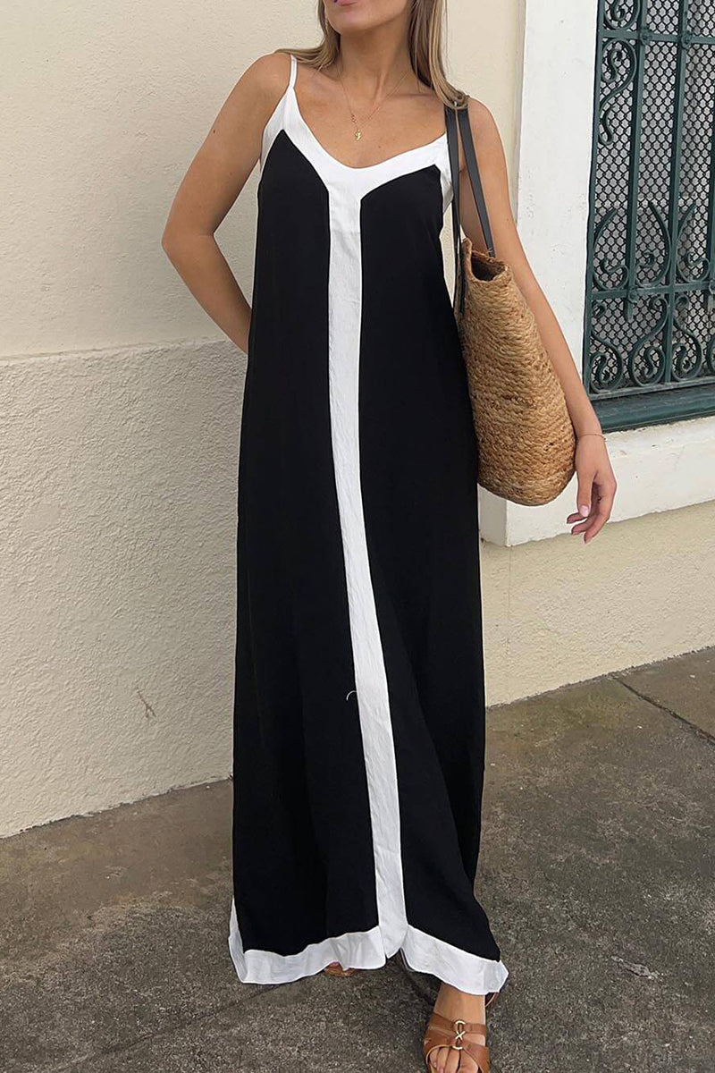 Colorblock Suspender Loose Maxi Dress ✨Buy 2 Free Shipping