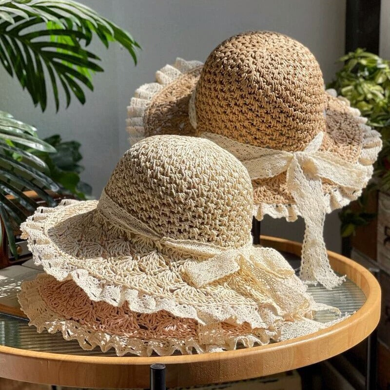 👒Elegant Crochet Straw Hat with Ruffle Detail ✨Buy 3 Free Shipping