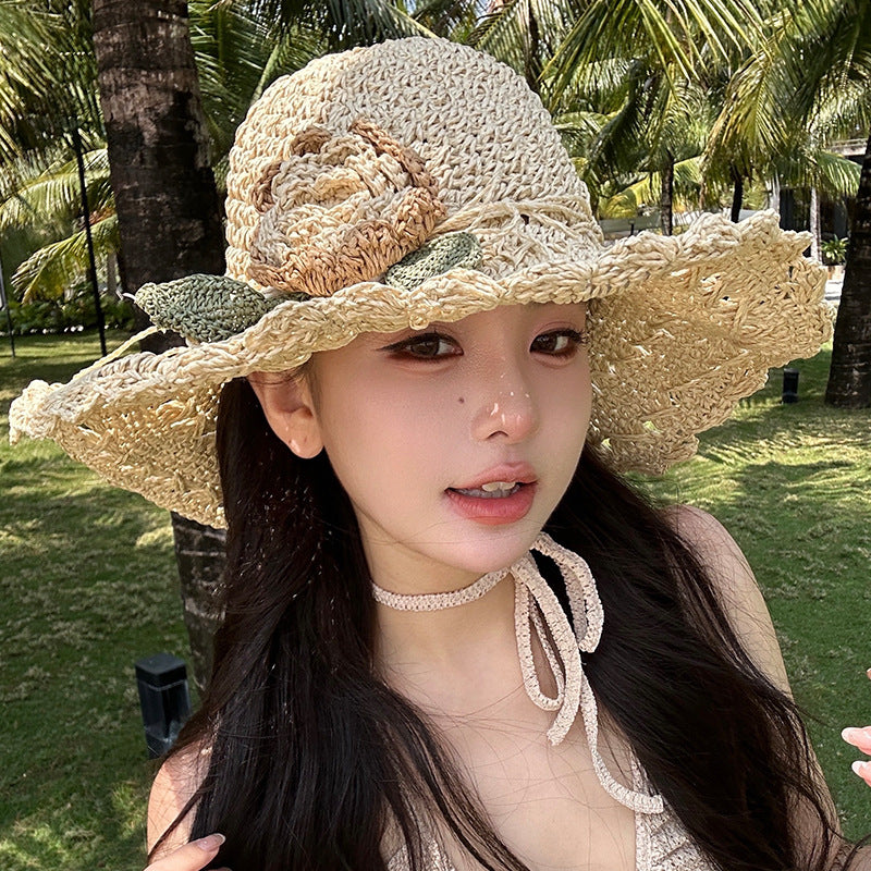 👒Elegant Crochet Straw Hat with Ruffle Detail ✨Buy 3 Free Shipping