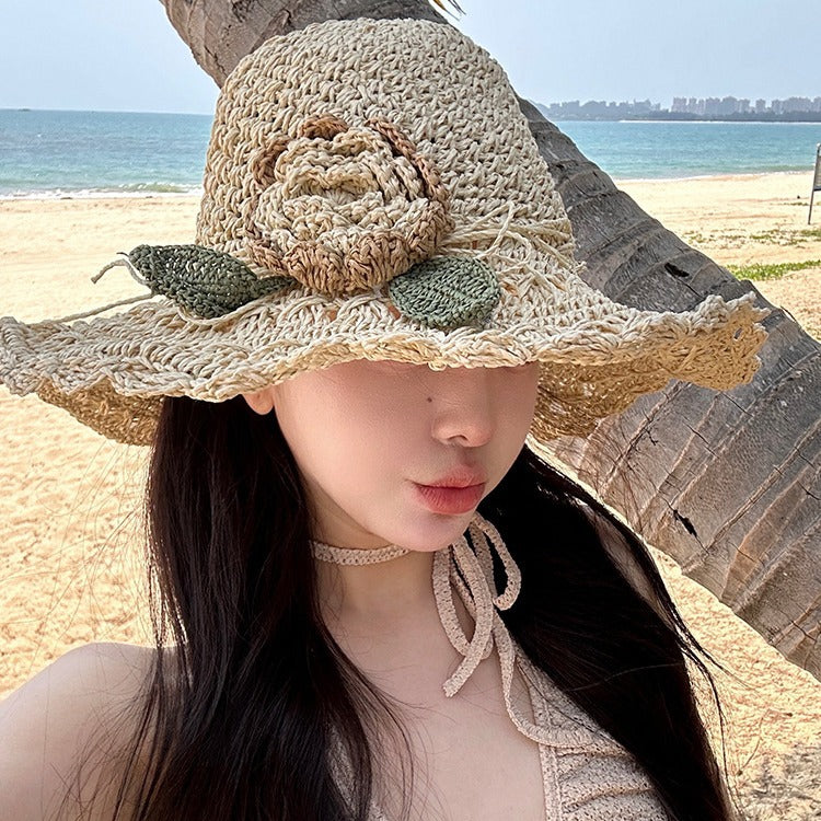 👒Elegant Crochet Straw Hat with Ruffle Detail ✨Buy 3 Free Shipping