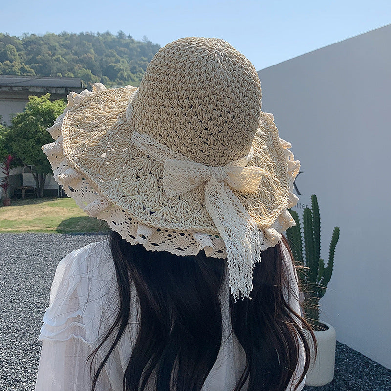 👒Elegant Crochet Straw Hat with Ruffle Detail ✨Buy 3 Free Shipping