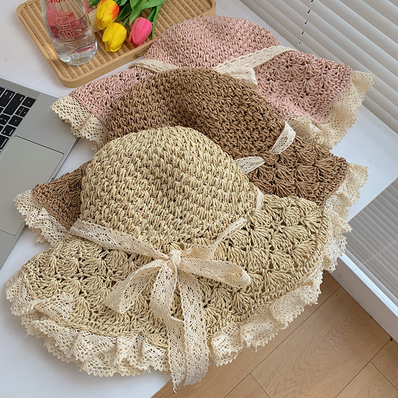 👒Elegant Crochet Straw Hat with Ruffle Detail ✨Buy 3 Free Shipping