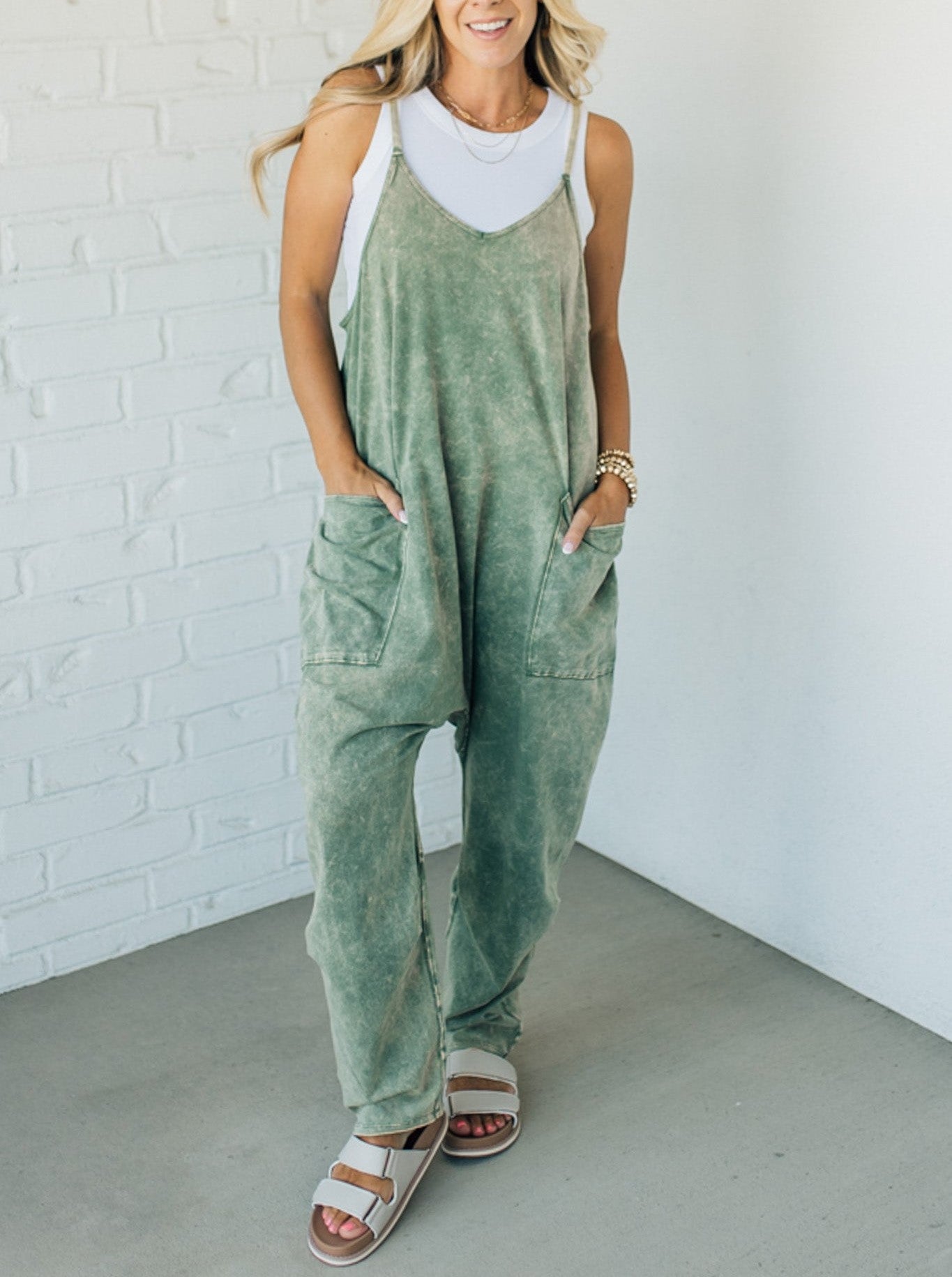 Women's Mineral Wash Jumpsuit With Pockets✨Buy 2 Free Shipping