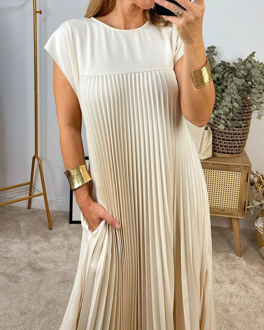 Women Pleated Simple Solid Color Dress ✨Buy 2 Free Shipping