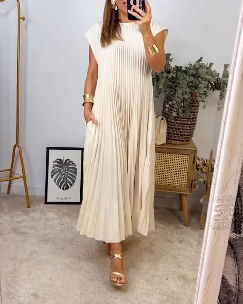 Women Pleated Simple Solid Color Dress ✨Buy 2 Free Shipping